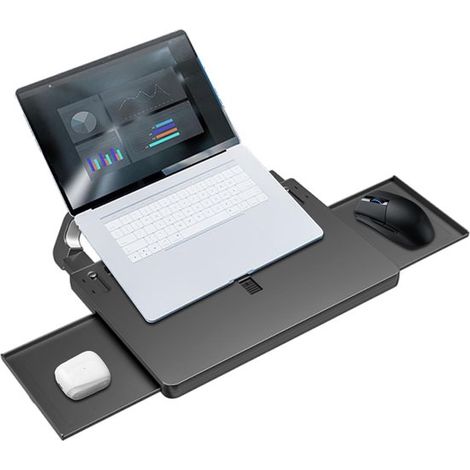 Tablette conducteur - Plateau repas pour voiture - Voyage et travail - Extensible et antidérapante - 25 x 29 x 25 cm - Noire (1/5)