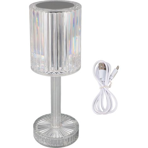 Ortviai Lampe de table en cristal rechargeable sans fil, 3 couleurs et gradation continue au toucher (1/5)