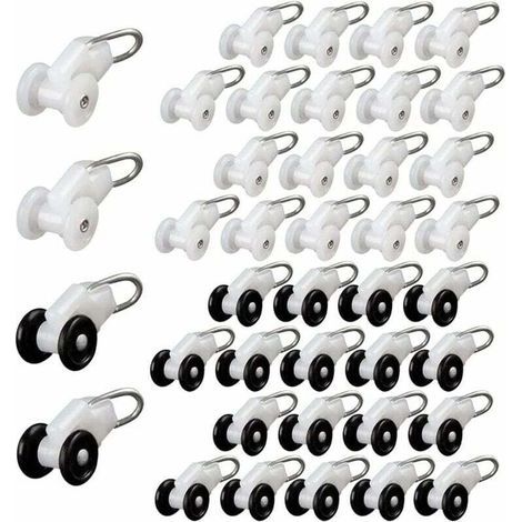 40-teiliges Set mit Gardinengleiterrollen, Pergola-Schienenhaken, Gardinenschienenrollen, Metallrollen, verschiebbaren Gardinenhaken, Gardinenstangenrollen und Gardinenschienengleitern (1/5)