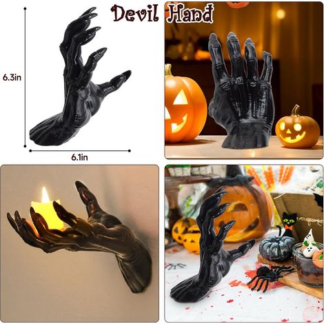 Gruselige Halloween-Dämonenhand – Realistische falsche Hand mit Nägeln für Büro- und Wohnraumdekoration, Modell in mittlerer Größe (21 x 10 x 15,5 cm), Horror-Accessoire für Partys-lsw