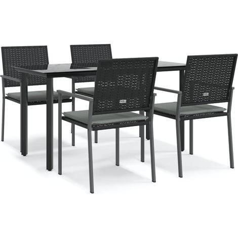 Ensemble à manger de jardin 5 pcs,Salon de jardin coussins résine tressée acier CFW68475 (1/5)