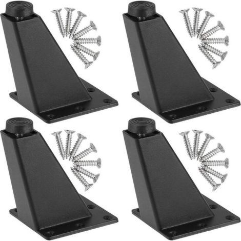 Lot De 4 Pieds De Meubles Réglables, Pieds Triangulaires Réglables De Meubles De Cuisine De Jambes De Meubles D'alliage D'aluminium, Pieds De Table De Bureau De Bar De Petit-Déjeuner, Noir (1/5)