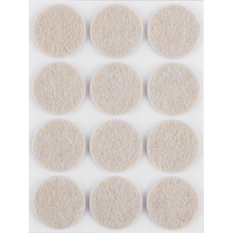 Almohadillas redondas autoadhesivas de fieltro, color marrón claro, 28 mm, 12 unidades. (1/5)