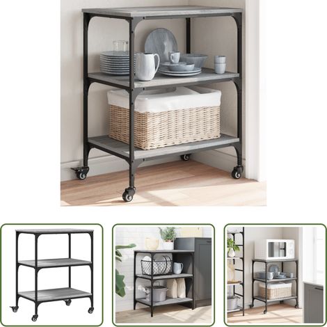 Rangement de cuisine - Chariot de cuisine sonoma gris 60x41x76 cm bois d'ingénierie (1/5)