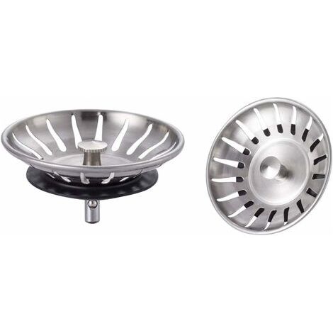 [JAMAIS UTILISÉ]2 Pièces Bouchon Evier Cuisine Inox - Filtre Evier Cuisine Universel, Bonde Evier avec 18 Fentes, Grille Evier Cuisine Antiblocage, Panier pour Evier Inox Vidange Rapide