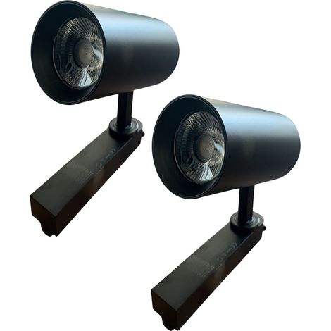 2 Pezzi Faro Led Binario Monofase 30W 2600LM 220V, Corpo Nero, Luce Bianco Neutro 4000K, Angolo 36° CRI90, D80X138mm