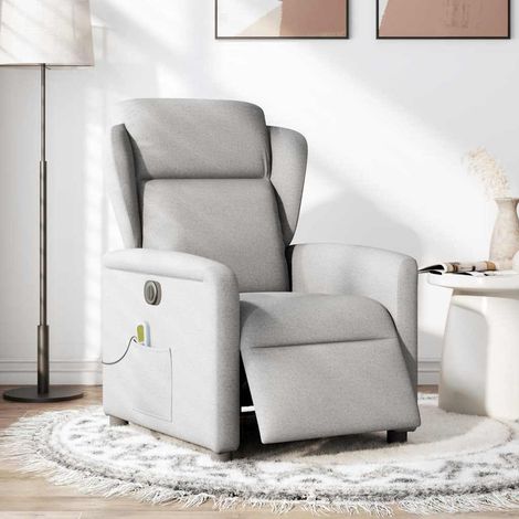 Maison Exclusive - Poltrona Reclinabile Massaggio Elettrica Grigio Nuvola Tessuto