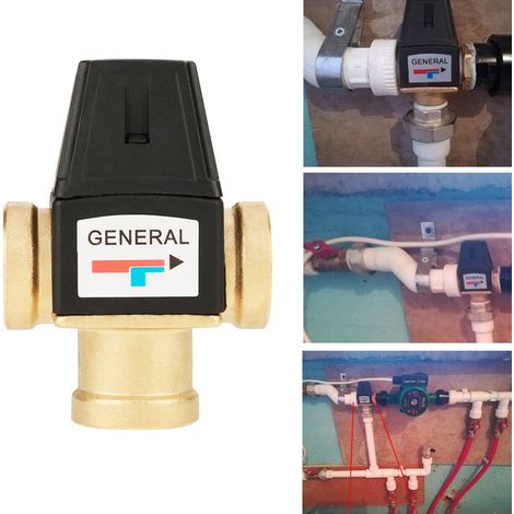 Mitigeur thermostatique 3 voies DN20, laiton, filetage femelle, pour chauffe-eau solaire (1/5)