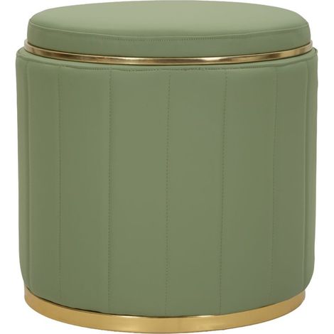 Pouf London in ecopelle verde con dettagli oro (1/5)