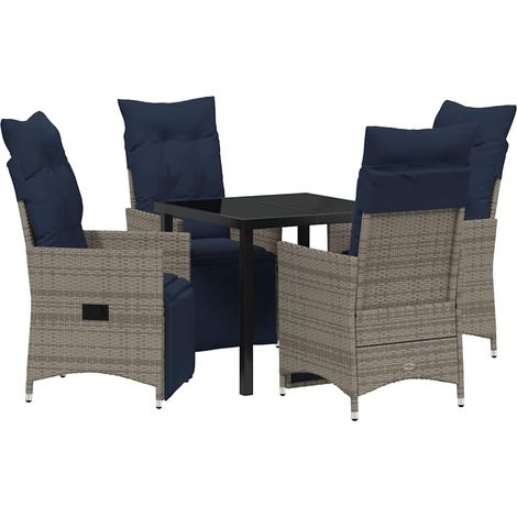 Maison Exclusive - Set di tavolo e sedie con cuscino 5 pcs Grigio Rattan in PE (1/5)