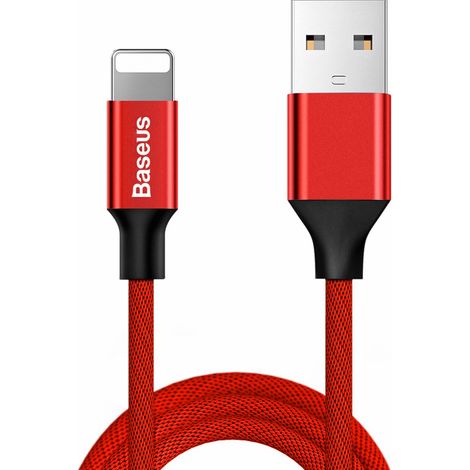 Textilummanteltes USB-Kabel – iPhone Lightning 1,8 m – rot (1/5)