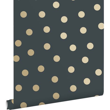 papier peint à motif de petits points bleu gris et or  - ESTAhome (1/5)