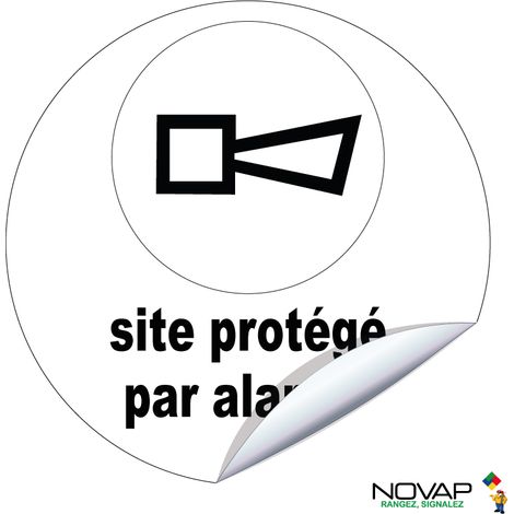 Panneau Site protéger par alarme - Vinyle adhésif Ø300mm - 4038322