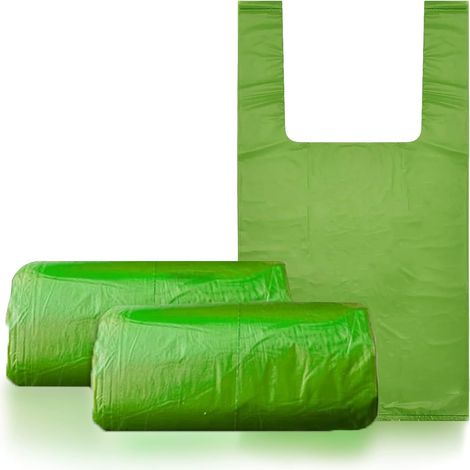 Lot de 100 sacs à déjections canines avec poignées, 100 % recyclables, étanches, écologiques et inodores.-AquaForge (1/2)
