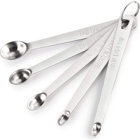 Set di misurini, 5 pezzi, misurini in acciaio inox con scala graduata, mini misurini in acciaio inox, utensili da cucina sostenibili (1/5)
