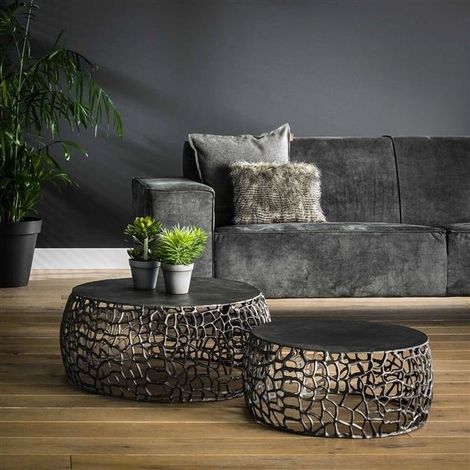 2er-Set Couchtische Nola Black Nickel (1/4)