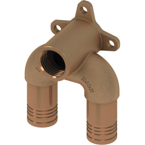 TECE TECElogo-Push Doble placa de pared universal Dimensión 20 x Rp 1/2 x 20, Bronce rojo/Si-Bronce, 8723011
