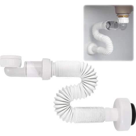 G1 1/4 zoll Siphon Lavabo Evier Cuisine Set, Siphon Plastique Gain de Place (1/5)