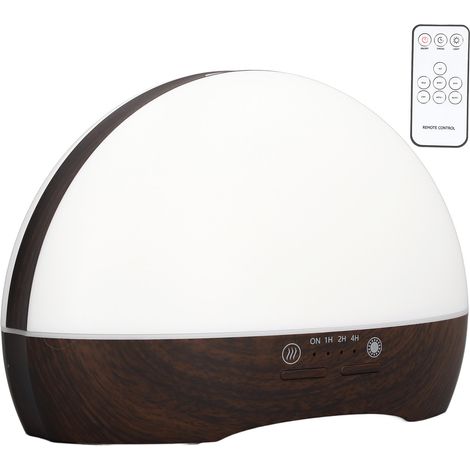 Diffuseur d'huiles essentielles 300 ml, humidificateur d'air ultrasonique pour parfumer l'air, idéal pour la maison et le bureau (100-240 V, finition bois foncé), compatible avec les États-Unis. (1/5)
