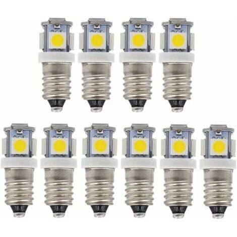 Ampoules LED E10 9 V blanc froid 5SMD 0,5 W (blanc froid, 9 V) Lot de 10 (1/5)