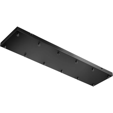 Rosone Rettangolare Ofelia Mini B R/12 - Base per Lampada a Sospensione con 12 Fori, Finitura Nero Opaco, Grado IP20 - Gealuce (1/3)