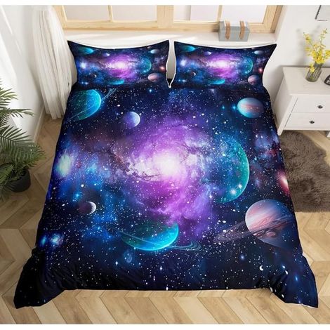 Parure de Lit Outspace Kids Parure de Lit 3D Print Space Housse de Couette 240x260cm garçon Chambre Espace décoratif Ciel - ZIX (1/4)