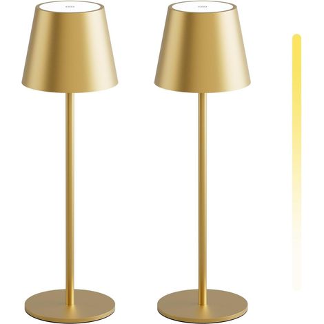 lampe de Table à LED à Toucher Intensité Variable, Lampe de Table Sans Fil  Rechargeable Étanchéité IP54 Or (2 pièces) (1/5)