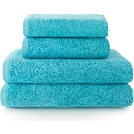 Plafonnier Cristal Serviette de Bain - Lot de 4 - Coton Peigné - Absorption Rapide - Salle de Bain - 100x50 Cm Et 70x140 (1/5)