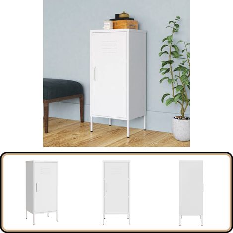 Armoire de rangement Blanc 42,5x35x101,5 cm Acier - Armoire De Rangement - Meuble De Rangement - Armoire Blanche - Armoire Acier - Étagères Ajustables (1/5)
