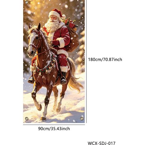 Décoration de porte de Noël 2026, rideau de porte extérieur, tenture décorative, banderole de porte - 30 x 190 cm (élastique) - PPO-1