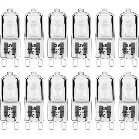 12 Ampoules G9, halogène 28W 230V, blanc chaud 2800K, dimmable, angle 360°, salon cuisine (1/5)