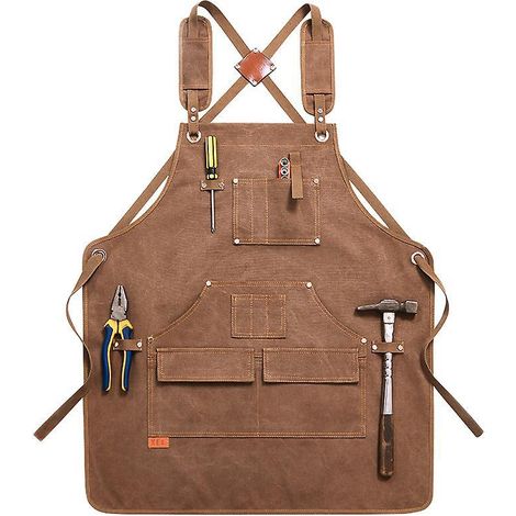 tablier En Toile De Coton - Jaune (adulte 73cm) Avec Sangle Rglable Et Poches Multiples Pour Chef, Artiste, Boulanger, Barista, Barman, Tablier De (1/5)