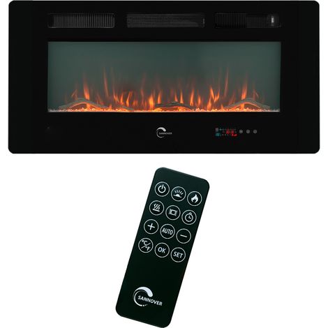 Caminetto elettrico decorativo da parete con 10 colori di fiamma a LED Valtaia Plat Sannover 2000 W / 102 cm