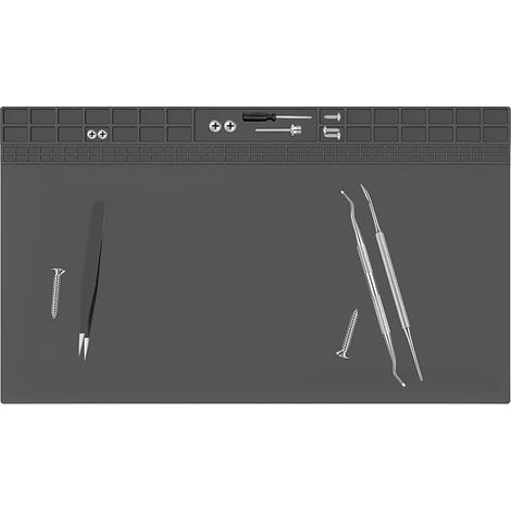 Silicone Soldering Mat 60 x 35 cm Anti-Static Welding Mat Large Multifunctional Soldering Mat for Soldering Works, Cell Phone, Computer and Electronic Repairs (Grey)