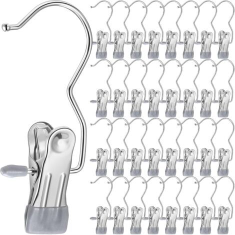 Scarpiera da armadio, ganci appendiabiti con clip – Ideale per jeans, cappelli, stivali alti, asciugamani – 33 pezzi (grigio) (1/4)