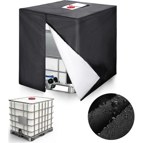 Housse de protection pour réservoir d'eau de 1000 litres, compatible avec les conteneurs IBC, avec fermeture éclair. (1/5)