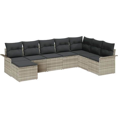 Maison Exclusive - Set Divano da Giardino 8 pcs Grigio chiaro Poly Rattan