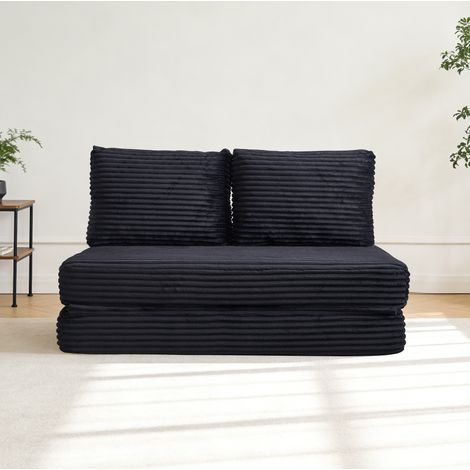 Divano letto matrimoniale 140x100x85 cm nero convertibile senza montaggio in tessuto a coste MEUBLIV (1/5)