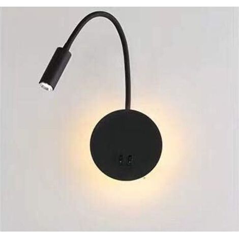 3W+8W LED Lampe De Chevet Noir Applique Liseuse Applique De Chevet Pour Lire LED Lampe De Lecture De Cygne Flexible Moderne Liseuse Murale Chambre Avec Interrupteur 3000K (1/4)