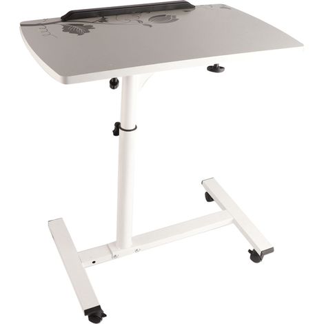 Eosnow Bureau d'ordinateur Portable multifonctionnel amovible avec roulettes, lit, canapé, livres, collation, blanc (1/5)