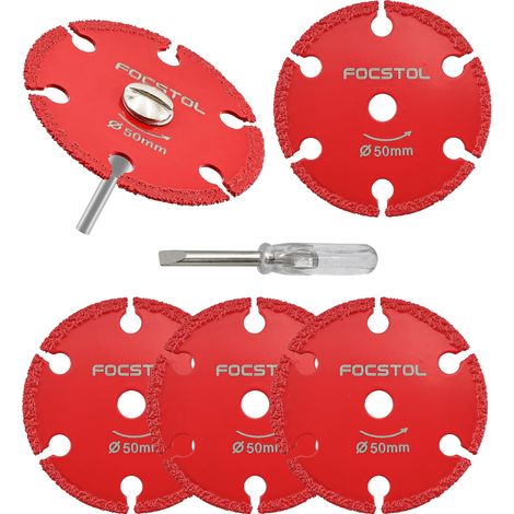 Mini Disque Diamant pour Métal – 5 pièces 50mm Lame Diamantée et 1 pièce Tige Ronde 3mm pour Couper Tubes en Fer Fins, Tôles Mince, Boulons et Vis (1/5)