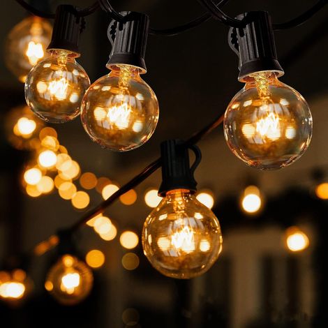 Lanterne d'extérieur, guirlande lumineuse de 3 m pour l'intérieur et l'extérieur avec 10 ampoules tungstène G40 et 1 pièce de rechange pour la fixation. Idéale pour les fêtes, les galas, les cours et 