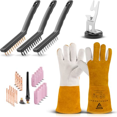 STAHLWERK TIG set porta soplete imán WP-26 piezas de desgaste guantes escobillas