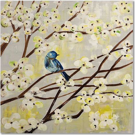 Tableau un oiseau sur une branche - 40 x 40 cm (1/5)