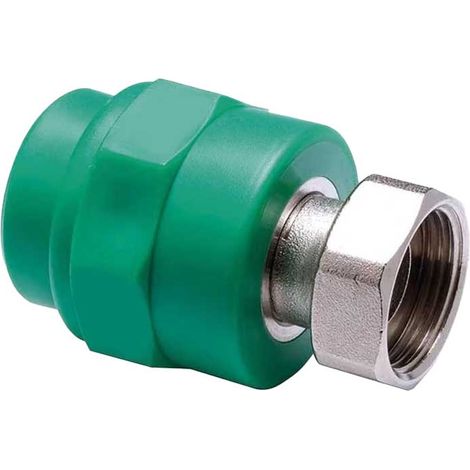 MANICOTTO DIRITTO FILETTATO FEMMINA CON CODOLO E DADO IN PPR VERDE PN25 Ø32 x 1""F G