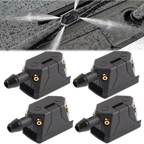 4 Pièces Gicleur Lave Glace, Buses D'Essuie-Glace De Pare-Brise Universelles, Gicleur Essuie Glace Voiture, Pare Brise Gicleur Lave Glace pour Bras d'Essuie-Glace De 8 mm 9 mm(Noir), Non original (1/5)