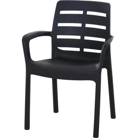 Stapelsessel Borneo anthrazit Vollkunststoff, Monoblock, stapelbar