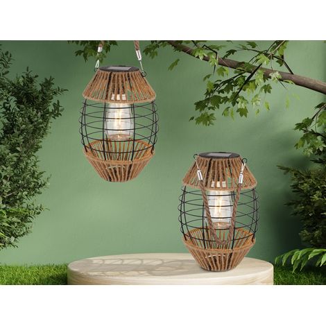 Solarlaternen 2er SET Gitterlampen mit Seil hängend oder stehend, Höhe 40,5cm (1/5)