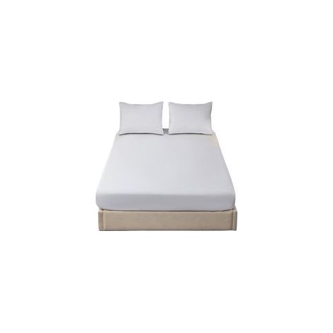 Housse de matelas blanche, 180 cm de large x 200 cm de long x 30 cm de haut. (1/3)