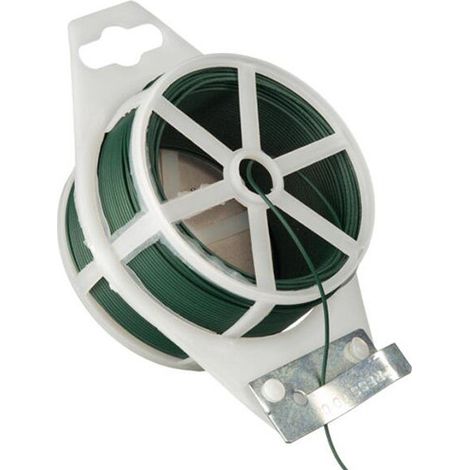 Fil de fer en acier galvanisé plastifié vert 50m – Épaisseur 0.6mm – Résistant pour assemblage et renforcement – Bobine déroulante – Nature